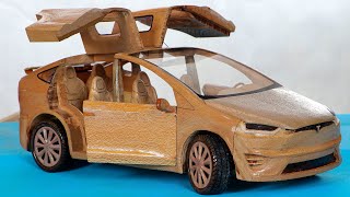 Tesla Model X ASMR Woodworking, DIY Car Model by Awesome Woodcraft - Wood Carving