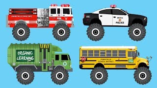 Learn 40 AWESOME Monster Trucks - Organic Learning (Fun & Educational Learning Video)