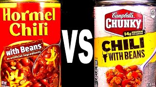 HORMEL vs. CAMPBELL'S Chili with Beans - FoodFights Answers, What's the Best Canned Chili Recipe?