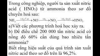 Trong công nghiệp, người ta sản xuất nitric acid ( HNO3) từ ammonia theo sơ đồ chuyển hoá sau: a)Viế