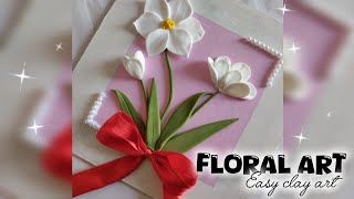 Easy clay Floral art || Wall hanging For room decor craft ideas using clay 🌿|| Clay craft ✨