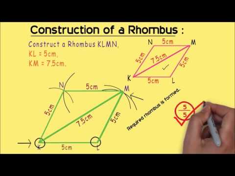 Construction Of Rhombus With Side And A Diagonal Class-8 Part-4 - YouTube