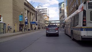 Downtown Regina Saskatchewan Canada. Driving in City Centre. 2019.