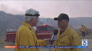 Fire officials speak to KTLA as Hughes Fire grows to over 9,400 acres