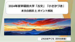 2024早稲田大学（古文）『小さかづき』
