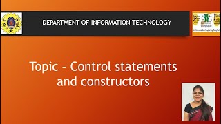 CONTROL STATEMENTS AND CONSTRUCTORS | OBJECT ORIENTED PROGRAMMING | SNS INSTITUTIONS