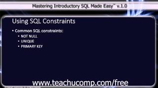 SQL Training - Structured Query Language Tutorial - SQL Constraints Lesson