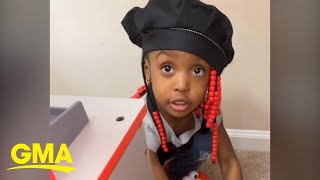 Adorable toddler refuses to give mom a refund on her toy pizza l GMA