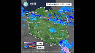 ❄️ #poniedziałek Prognoza opadu na 8 godzin Model MERGE16.12. 2024 #shortvideos  #imgw   #pogoda