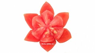 Beautiful Lotus Flower Tomato - Beginners Lesson 42 By Mutita Art In Fruit And Vegetable Carving