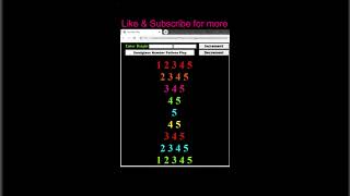 HTML, CSS and JavaScript Code to Print Sandglass Pattern With Numbers #shorts