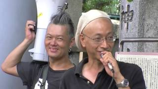 2016.08.01　築地波除神社前、築地でええじゃないか！外人大盛り上がり！