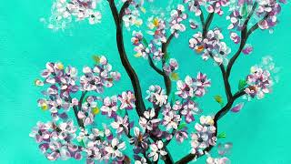 Painting Spring Blossoms for fun and Art therapy. Free tutorial demo in acrylic paints for beginners