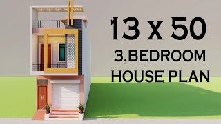 Small 13 by 50 Shop With House Plan,Duplex Dukan or Makan Ka Naksha,13x50 3D Naksha