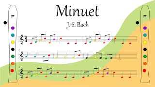 Minuet de J. S. Bach – Flauta Doce – Partitura Colorida