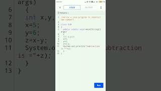 write a java program to subtract two numbers. #shorts #shortsvideo #viral #viralvideo