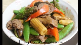 BEEF WITH ASPARAGUS AND BABY CORN STIR FRY