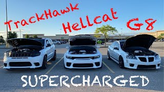 Insane Races! G8 Supercharged vs Hellcat, Nitrous Corvette, TrackHawk, Camaro ZL1!