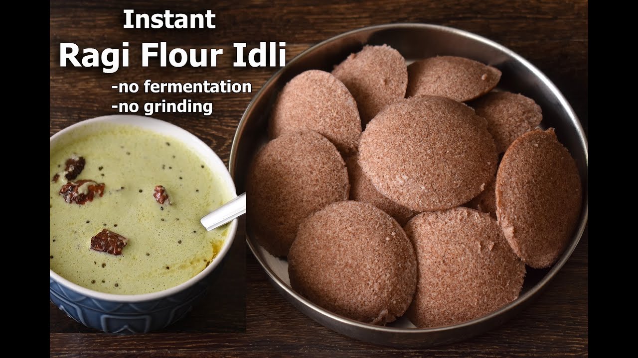 Instant Ragi Flour Idli Recipe | No Fermentation Ragi Flour Idli Recipe ...