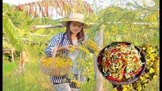 How to make Sesbania javanica flower pickle របៀបធ្វើជ្រក់ផ្កាស្នោរអោយឆាប់ជូរនិងមានរស់ឆ្ងាញ់