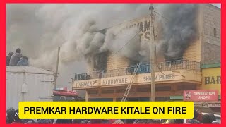 SHIVAM Paints Premkar hardware on fire in kitale town today