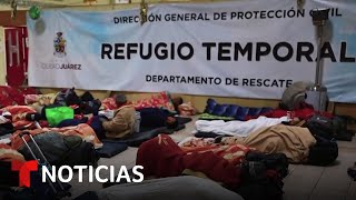 Migrantes con cita de CPB One se enfrentan al frío | Noticias Telemundo