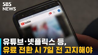 유튜브·넷플릭스 등, 서비스 유료 전환 시 7일 전 고지해야 / SBS