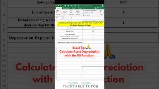 Excel Hack: Calculate Depreciation in Seconds! Excel DB Function💰#excel #excelshorts #shortstutorial