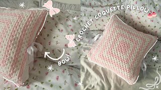 crochet COQUETTE pillow tutorial 🎀 | crochet pillow cover for beginners ♡