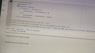A basic translator in python made using google colab.