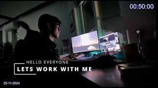 Work with me 🌃 // 50 minutes pomodoro work with me #9| Lofi music and bugs