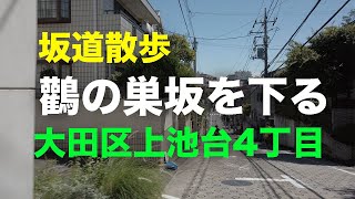 「鸛の巣坂」（こうのすざか）を下る坂道散歩 大田区上池台4丁目