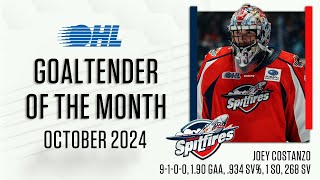 Spitfires' Joey Costanzo named OHL Goaltender of the Month (October 2024)