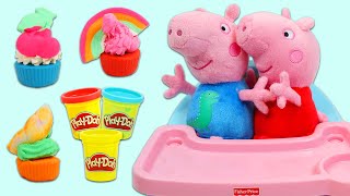 Peppa Pig & Baby George Pretend Baking Play Doh Cupcakes and Desserts | Fun DIY Play Dough Crafts!