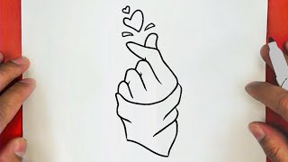 كيفية رسم يد وقلب الحركة الكورية خطوة بخطوة / رسم سهل / تعليم الرسم || tumblr korean heart drawing