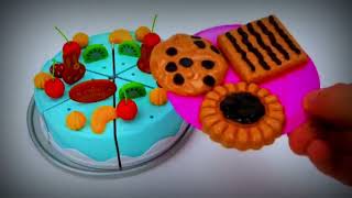 Toddlers के लिए खिलौना लर्निंग वीडियो - आकार, रंग, खाद्य नाम जानें, जन्मदिन केक के साथ गिनती