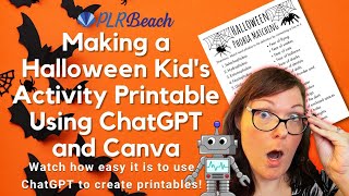 How to Make a Halloween Kid's Activity Printable Using ChatGPT and Canva | Crafty Becky Tutorials #1