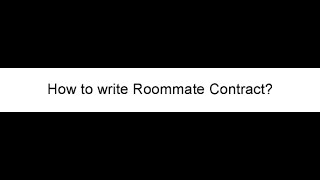 How to Write a Roommate Contract