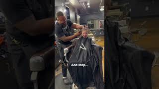 Barber and child with special needs play game and cry with laughter ❤️❤️￼