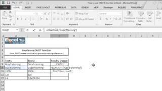 How to use EXACT function in Excel