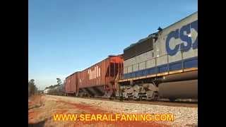 CSXT Train Q647 with Red HLCX Leader at Stovall, Georgia 12/9/2005