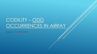 Codility - Odd Occurances In Array (JavaScript)