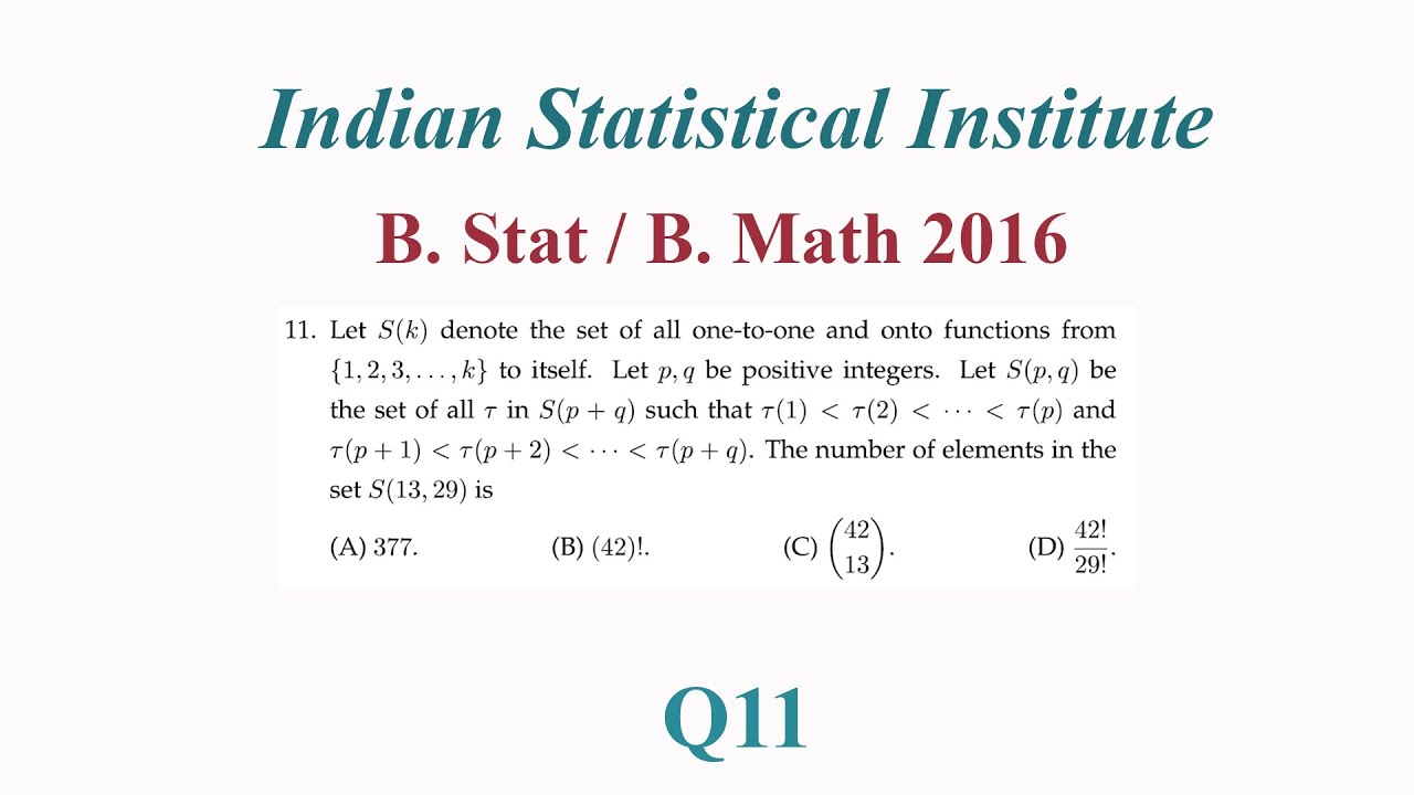 ISI | B Stat | B Math | UGA 2016 | Q11 Let S(k) Denote Set Of All One ...