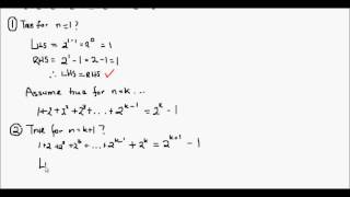 Proof that ∑2^(n-1) = 2^n - 1 with Mathematical Induction