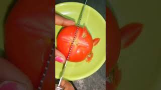 Tomato flower cutting #tomato rose #carving  #art #food art #garnish #ytshorts #trending #viral