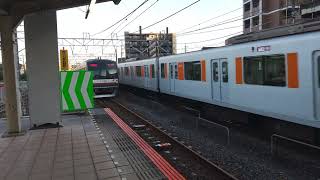 快速急行通過(メトロ10000系10121F)+東武50070系51077F 朝霞台到着