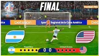 ARGENTINA vs USA - Copa America 2024 Final | Penalty Shootout  | LIVE Football Match | PES 21