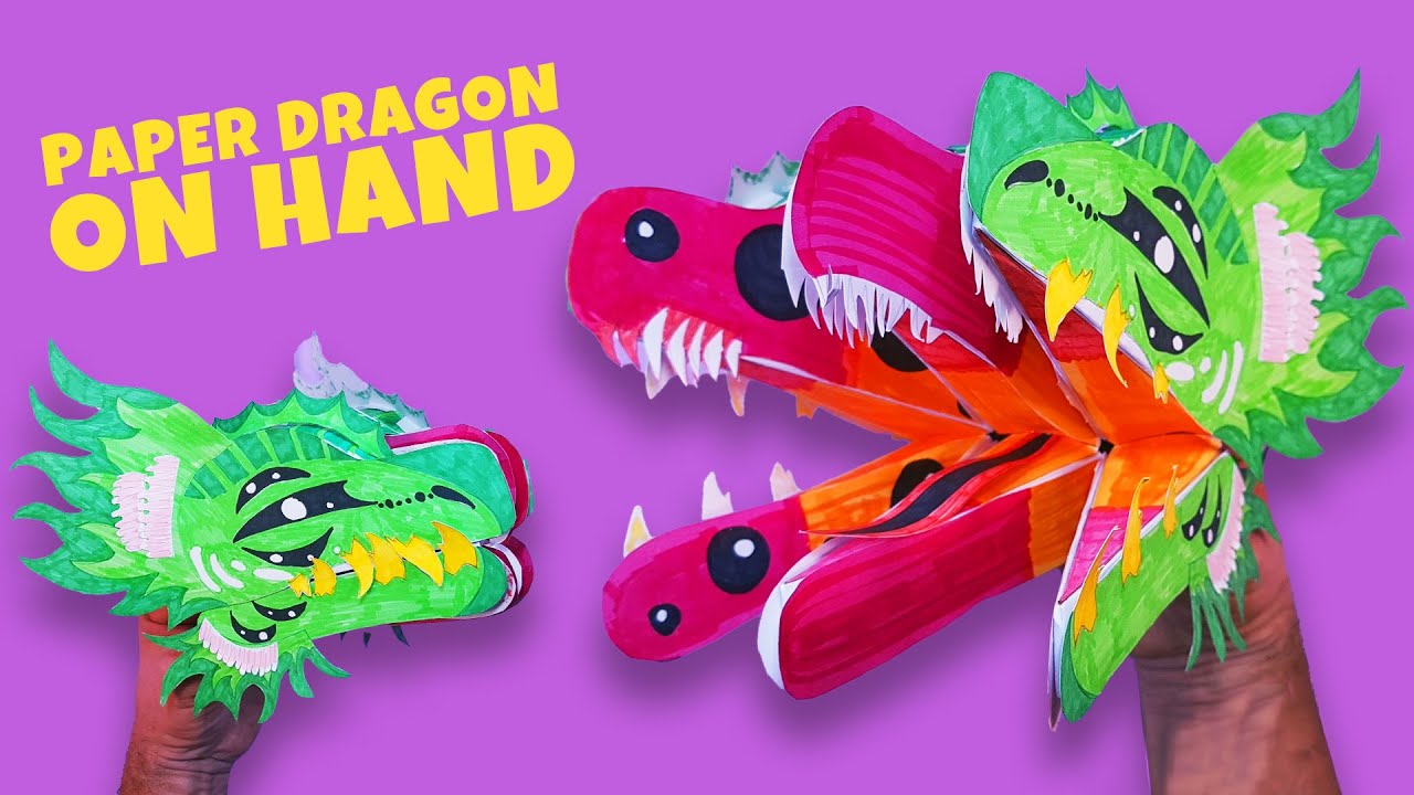 How To Make A Dragon Hand Puppet From Paper Cute Paper Six Jawed