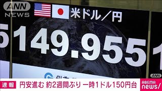 【速報】2週間ぶり1ドル150円突破　米の金融引き締め長期化の見方(2023年10月20日)