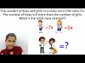 the number of boys and girls in a class are in the ratio of 7:5.the boys is 8 more than girls|maths